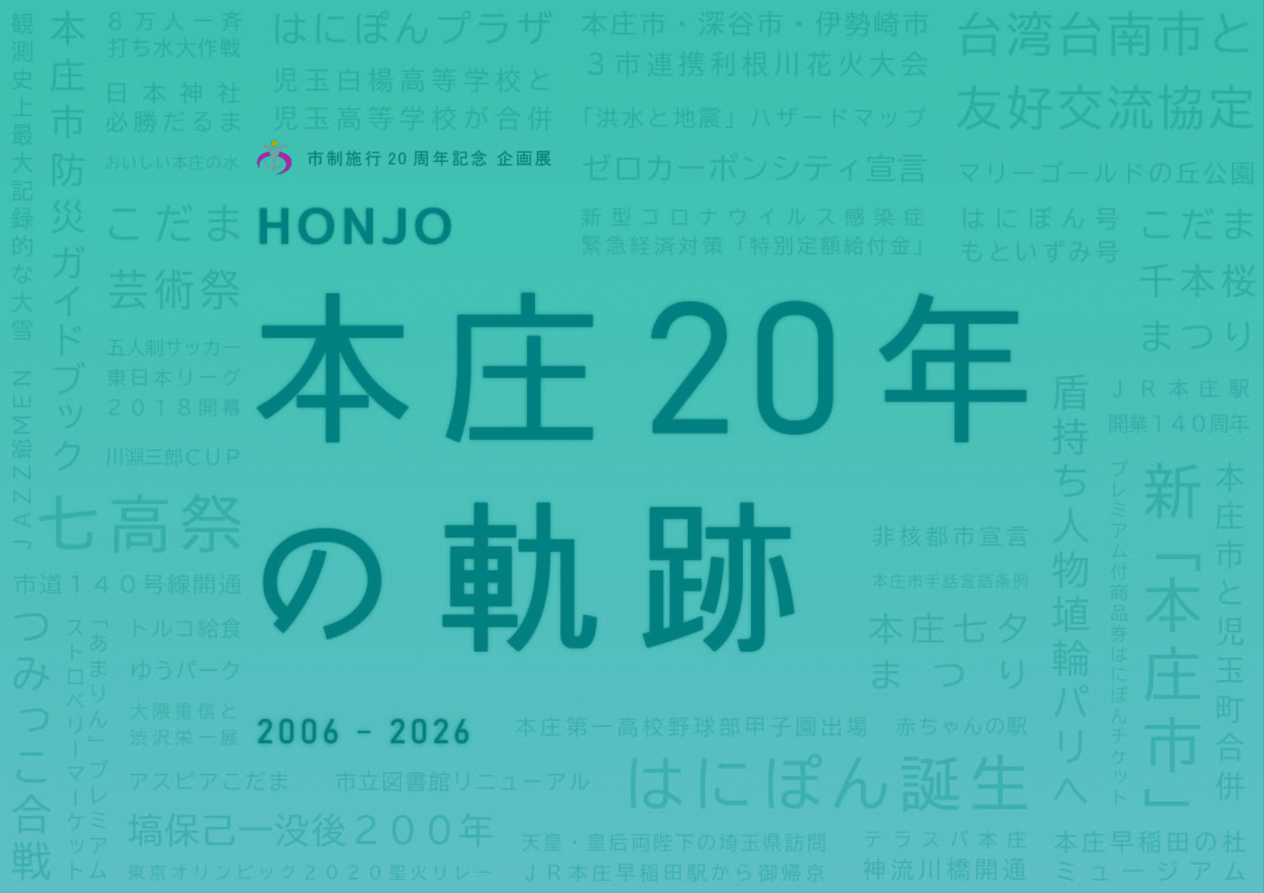 市制施行20周年記念企画展「本庄 20年の軌跡」のご案内です